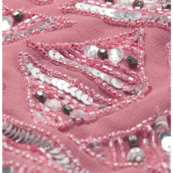 Mac Duggal Triangle Bead & Sequin Pattern Midi Sheath Dress in Rosewood - Picture 8 of 9